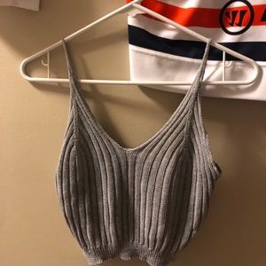 Grey ribbed crop top